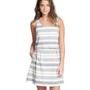 Madewell Linen Blend Striped Overlay Dress 14
